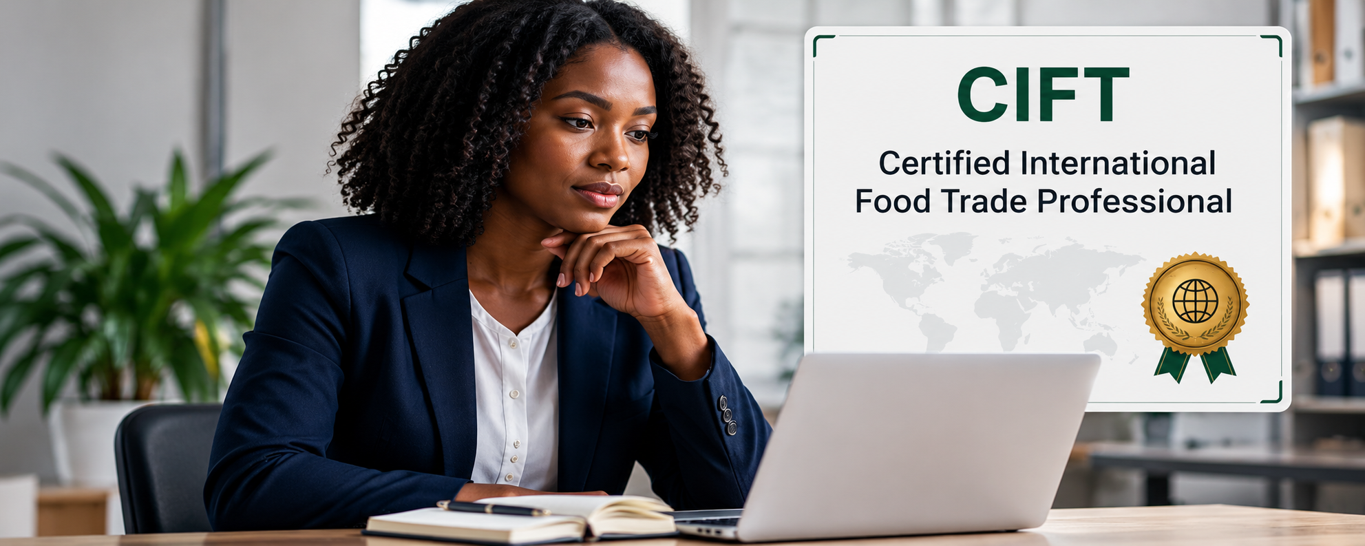 Black professional representing international food trade learning