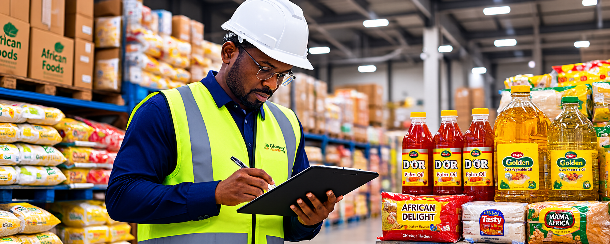 Warehouse logistics and inventory handling for trade training