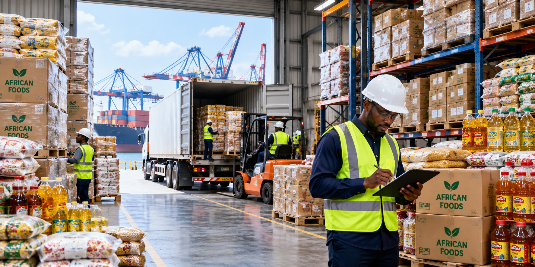 Warehouse storage and distribution operations supporting international food supply chains